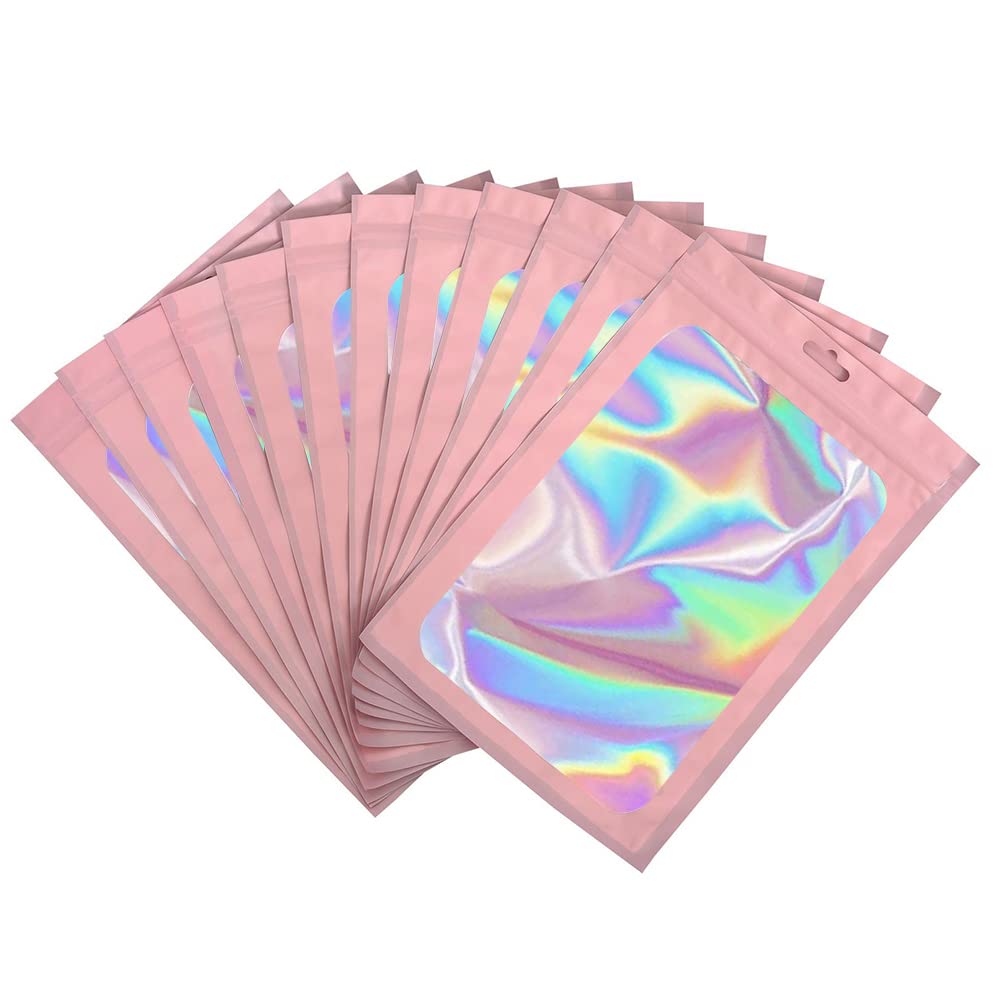 HASTHIP 100 Pcs Smell Proof Mylar Bags, Chocolate Bags Candy Bags Treat Bag Cookie Bags, Resealable Multifunctional Bags for Storing Food, Jewellery and Hardware (Pink, 8 X 13cm) HASTHIP 100 Pcs Smell Proof Mylar Bags, Chocolate Bags Candy Bags Treat Bag Cookie Bags, Resealable Multifunctional Bags for Storing Food, Jewellery and Hardware (Pink, 8 X 13cm)